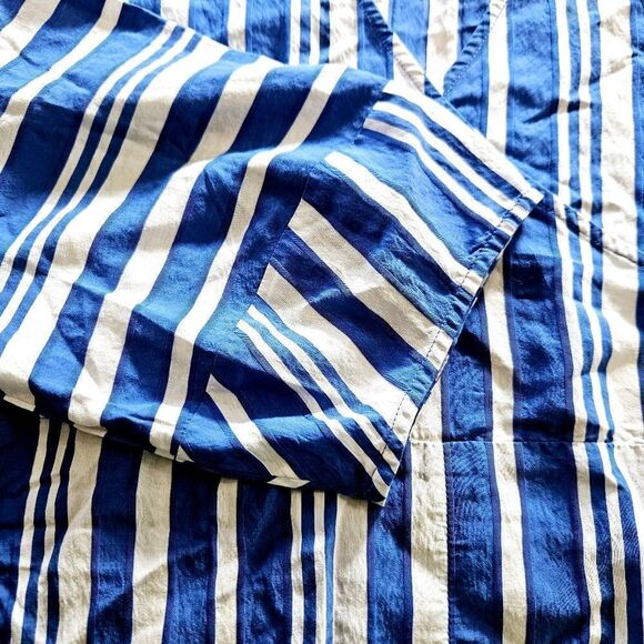 Chinti & Parker Blue Striped Crepe Parasol V-Neck Faux Wrap Oversized Dress 10 - Picture 6 of 8